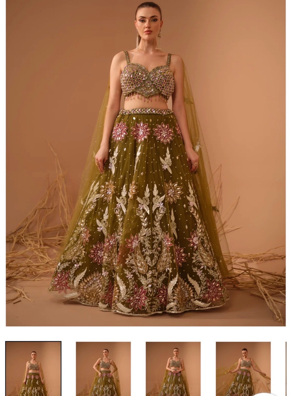 Embellished Green Lehenga